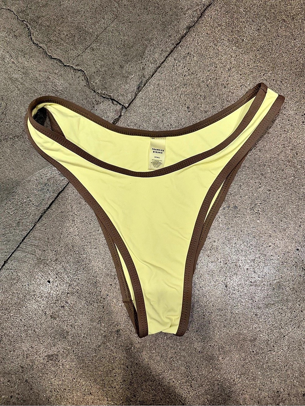 Frankies Bikinis Bikini Bottom in Yellow & Brown Size Small